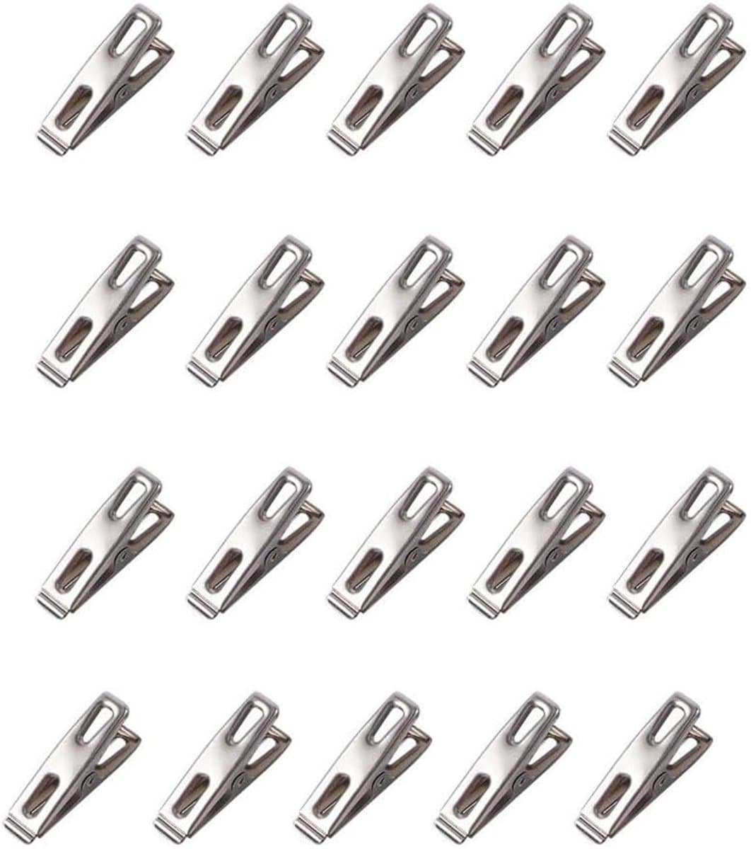Handdoekclips - Wasknijpers Kledingclips - Kleding Drogen - Roestvrij Staal - 40 stuks - Zilver — afbeelding 1