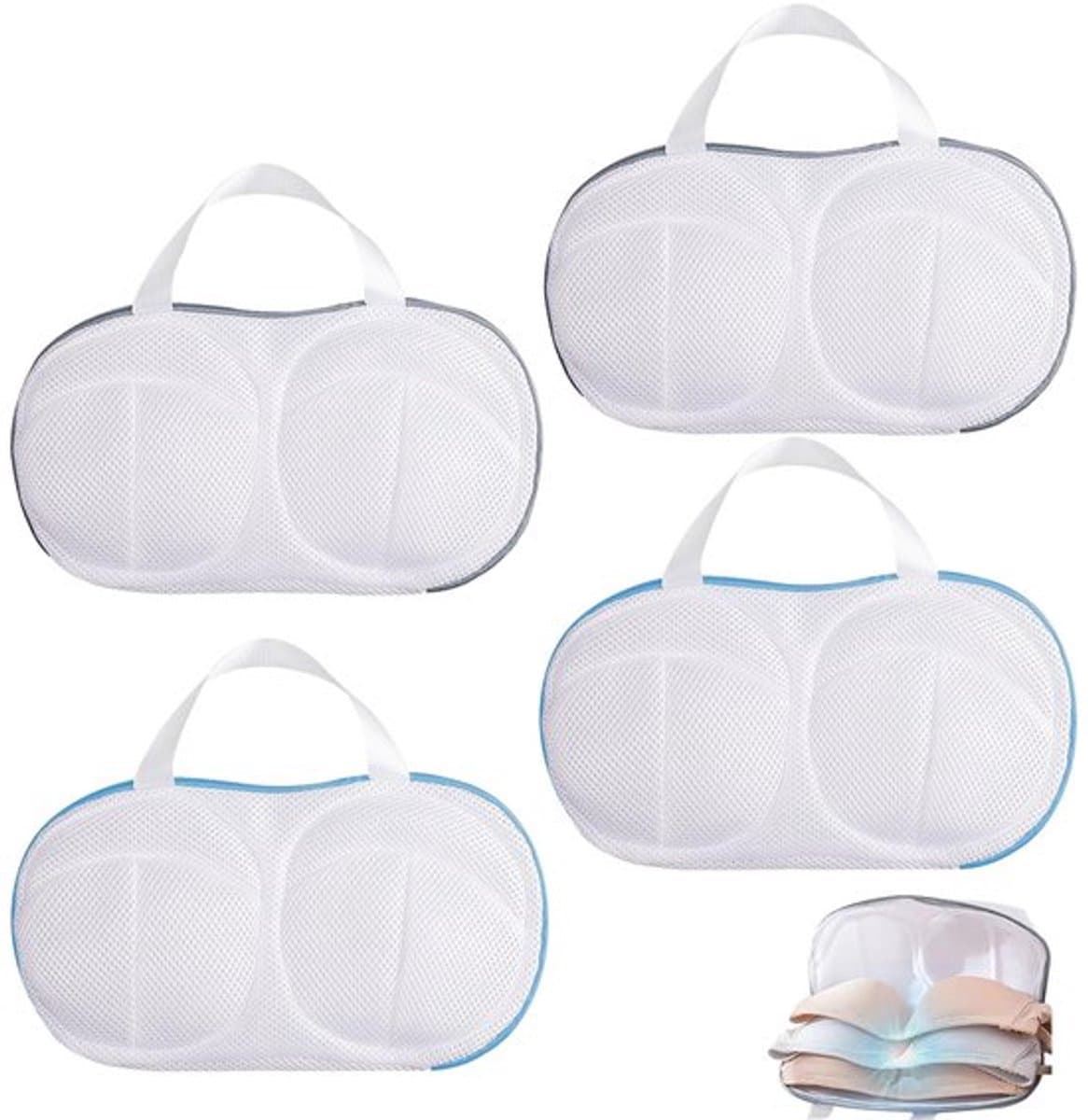Beha-beschermhoezen 4 stuks - Wasnet voor wasmachine - Beha-houder - Ondergoedbescherming - Netstof voor kleding - Verborgen ritssluiting — afbeelding 1
