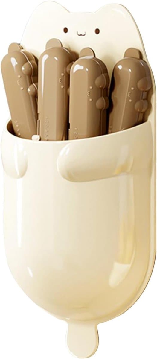 Zakclips - Snacksluiter Keukenhulp - Voedsel Vers Houden - Met Magnetische Houder - 4 Stuks - Koffie — afbeelding 1