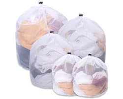 Wäschenetz Set - Wäschesack voor Waschmaschine - 5 Stuks - Feinmaschig Mesh met Kordelstopper - voor BH, Socken en Reiskleding - Diversen Maten