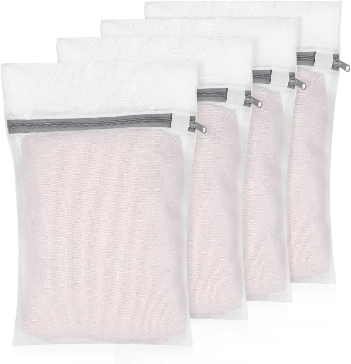 SnelShoppen - 4 stuks netwaszakken voor wasmachine 30 x 20 cm, waszak voor ondergoed, lingerie, sokken met veilige ritssluiting, duurzame polyester wa — afbeelding 1
