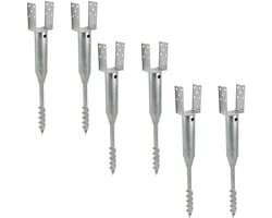 TRUTZHOLM Grondbus 10x10 cm om te Schroeven Set van 6 - U-Profiel Grondanker 86.5cm - Thermisch Verzinkt Paalhouder 100mm
