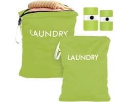 SnelShoppen - 2 Stuks Waterdichte Waszakken, Opvouwbare Herbruikbare Vuilwaszakken voor Camping en Reizen, 2 Maten (60 x 45/55 x 35 cm), Scheurvast en
