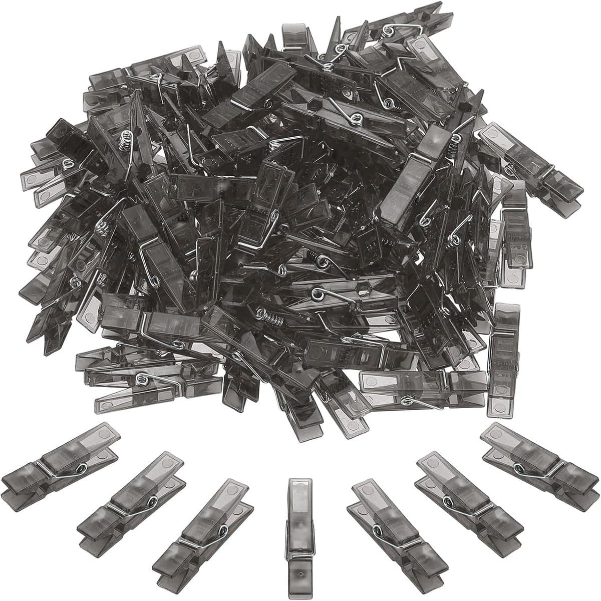 Wasknijpers, 100 stuks mini kleurrijke plastic kledingclips, sterke grip fotoclips voor foto's, hangende kleding, decoratieve ambachten, zwart — afbeelding 1