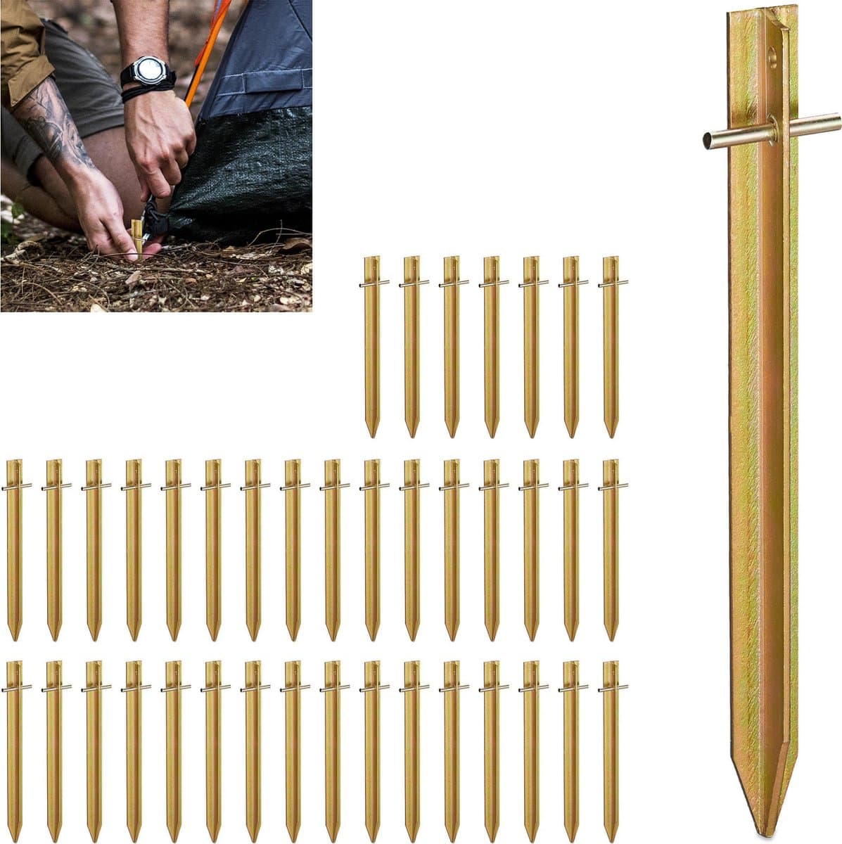40x tentharing - set staal - haringen - grondpen - t-vormig - haring — afbeelding 1