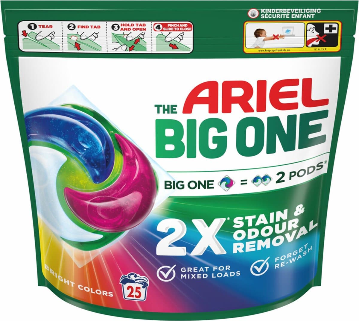 Ariel 3in1 Wasmiddel Pods The Big One Color - 3 x 25 stuks - Voordeelverpakking — afbeelding 1