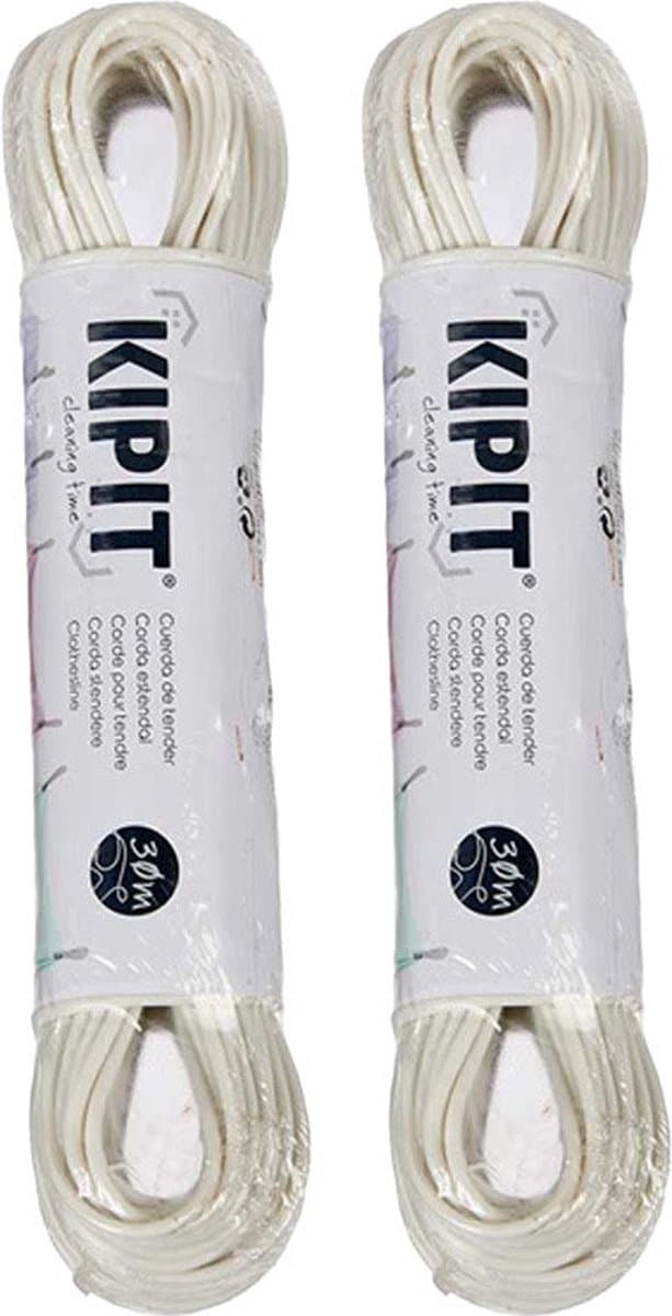Kipit Waslijn - 2x - 30 meter - PVC - wit - drooglijn / waslijndraad — afbeelding 1