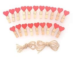 Mini Houten Wasknijpers en Jute Koord - 20 Stuks