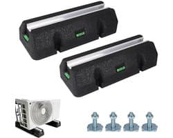 Warmtepomp Voetstukken - Trillingsdempers Rubber - Stabiele Montage - Inclusief Waterpas - 450 mm Lengte - Zwart