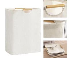 Wasmand – Ruime wasmand – Opbergmand – Opvouwbare opbergbak – Vrijstaande wasmand – 60 L – Met handvatten – Ideaal voor was en handdoeken in de badkamer
