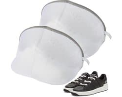 Set van 2 herbruikbare waszakken voor schoenen en kleding - Beschermende waszakken voor schoenen - Universele waszak met gaas - Diepreiniging - Grijs - 24x24x40 cm