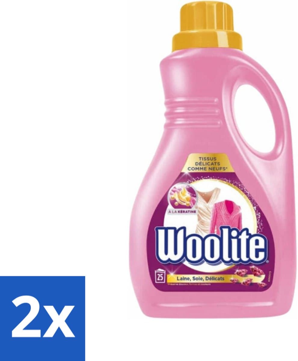 2 x Woolite Delicate - Vloeibaar Wasmiddel - Met Keratine - Wol, Zijde & Fijne Was - 25 Wasbeurten - 1,5L - Wolwasmiddel - Zijdewasmiddel - Delicate Was - Wasmiddel Voor Fijne Stoffen - Wasmiddel Voor Lingerie — afbeelding 1