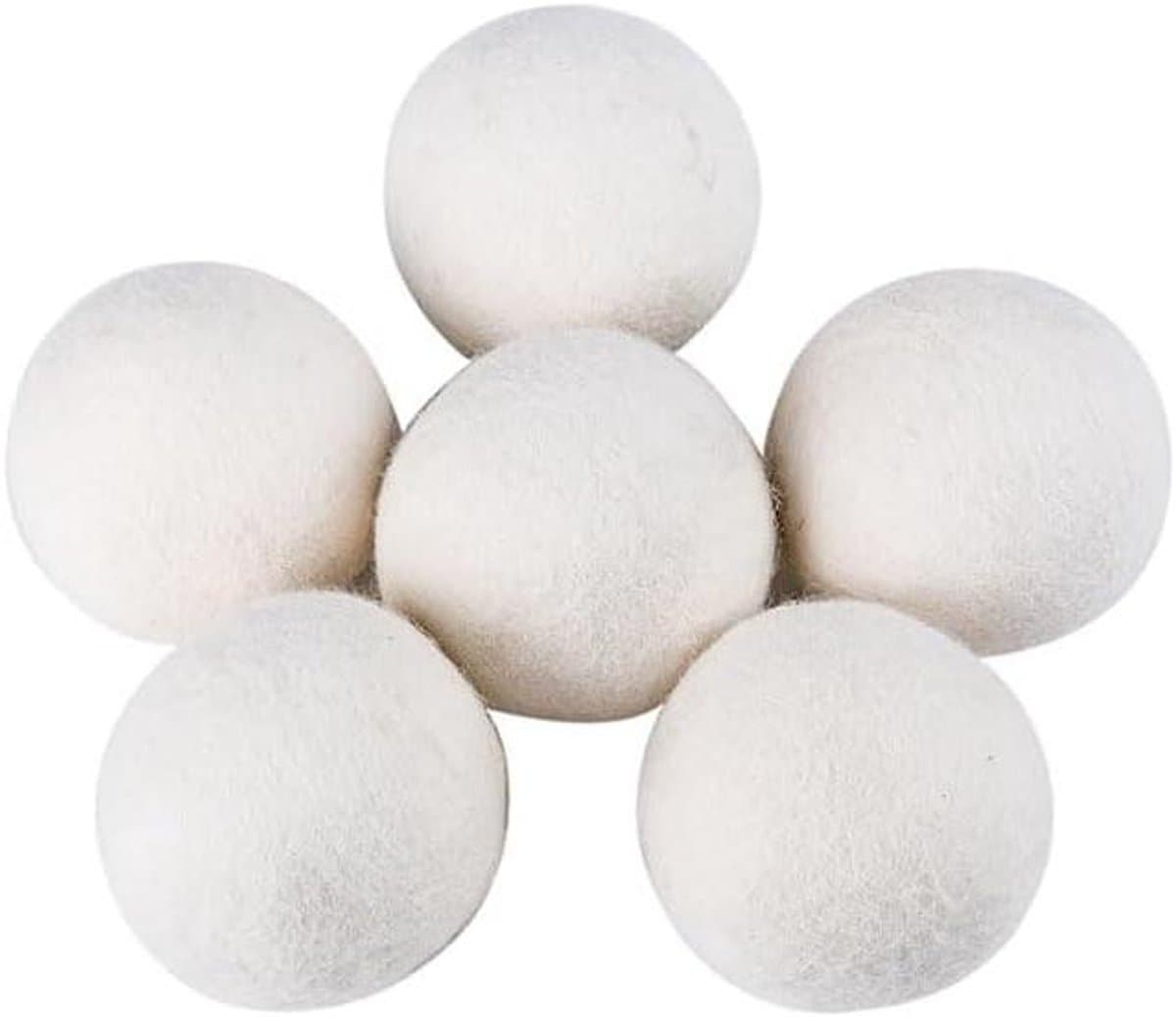 Set van 6 herbruikbare vilten drogerballen voor het wassen van donsjack - Natuurlijke wol tennisballen 8 cm — afbeelding 1