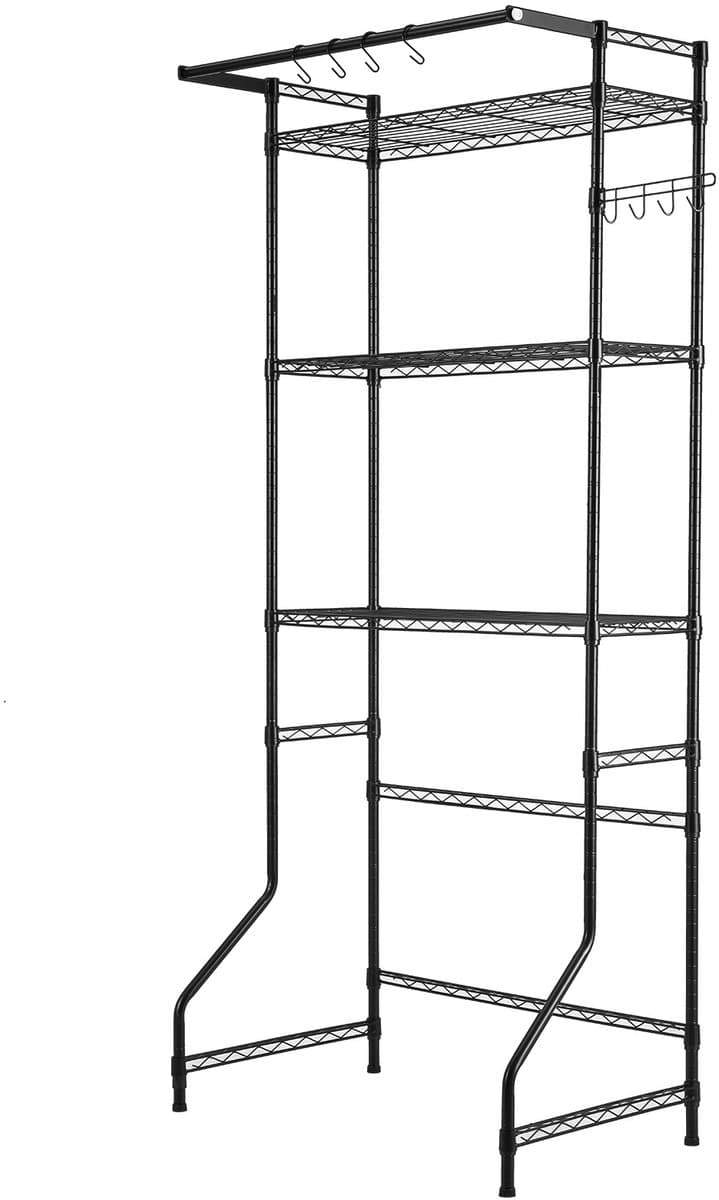 VEVOR Opbergrek boven wasmachine/droger, enkele rij, 3 lagen, zwart — afbeelding 1
