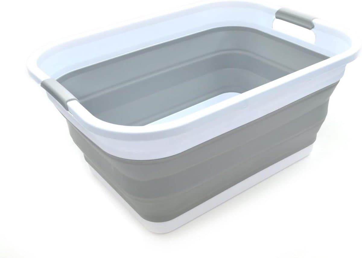 Foldable Plastic Laundry Basket - 41L Capacity - Foldable Pop Up Storage Container/Organizer - Portable Laundry Bin - Space Saving Design (Grey) — afbeelding 1