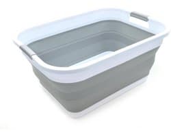 Foldable Plastic Laundry Basket - 41L Capacity - Foldable Pop Up Storage Container/Organizer - Portable Laundry Bin - Space Saving Design (Grey)