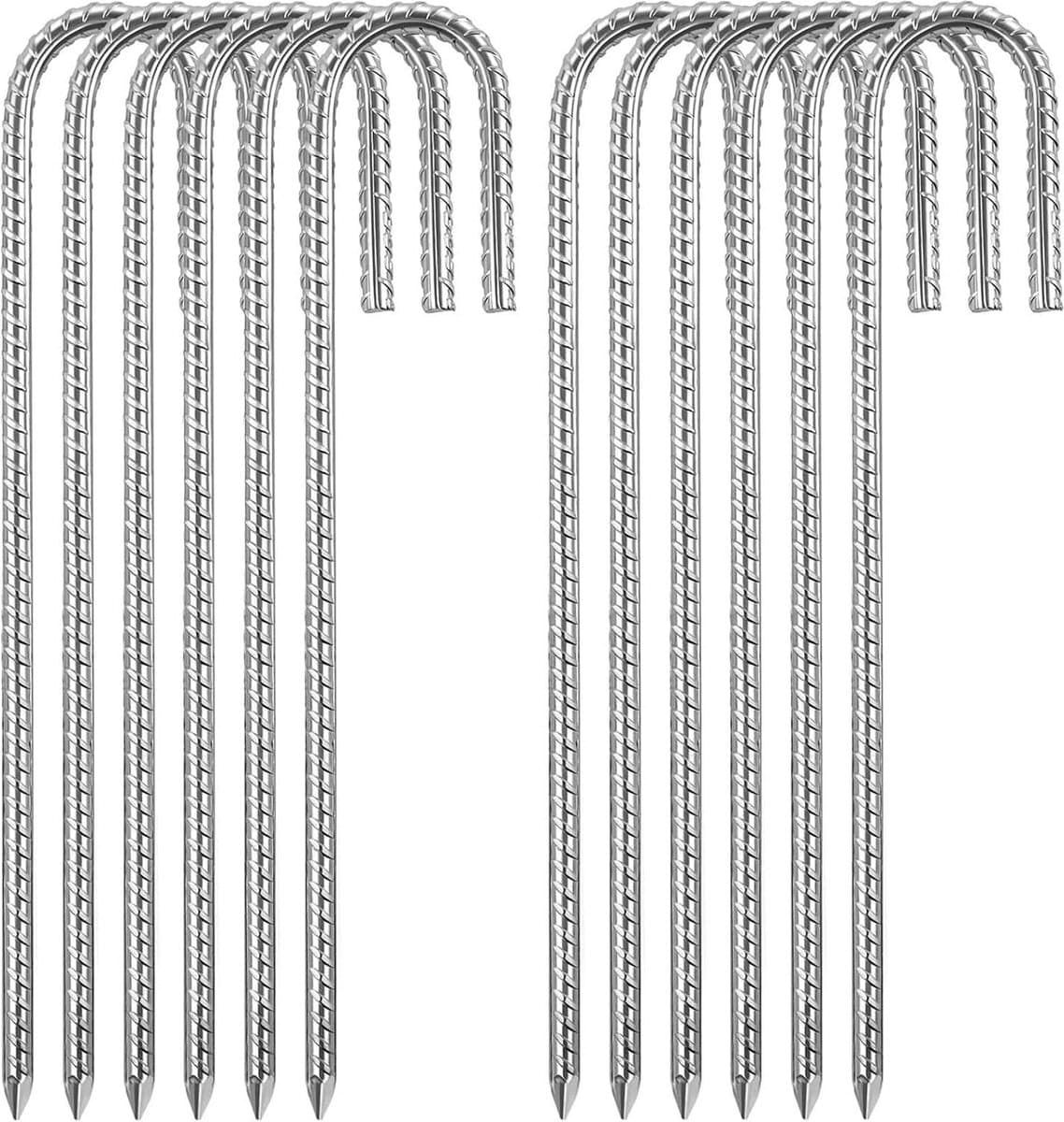 Tentharingen verzinkt 12-delig grondanker tentaccessoires - campingtent camping schommel - trampolineliften - 8 mm x 30 cm — afbeelding 1