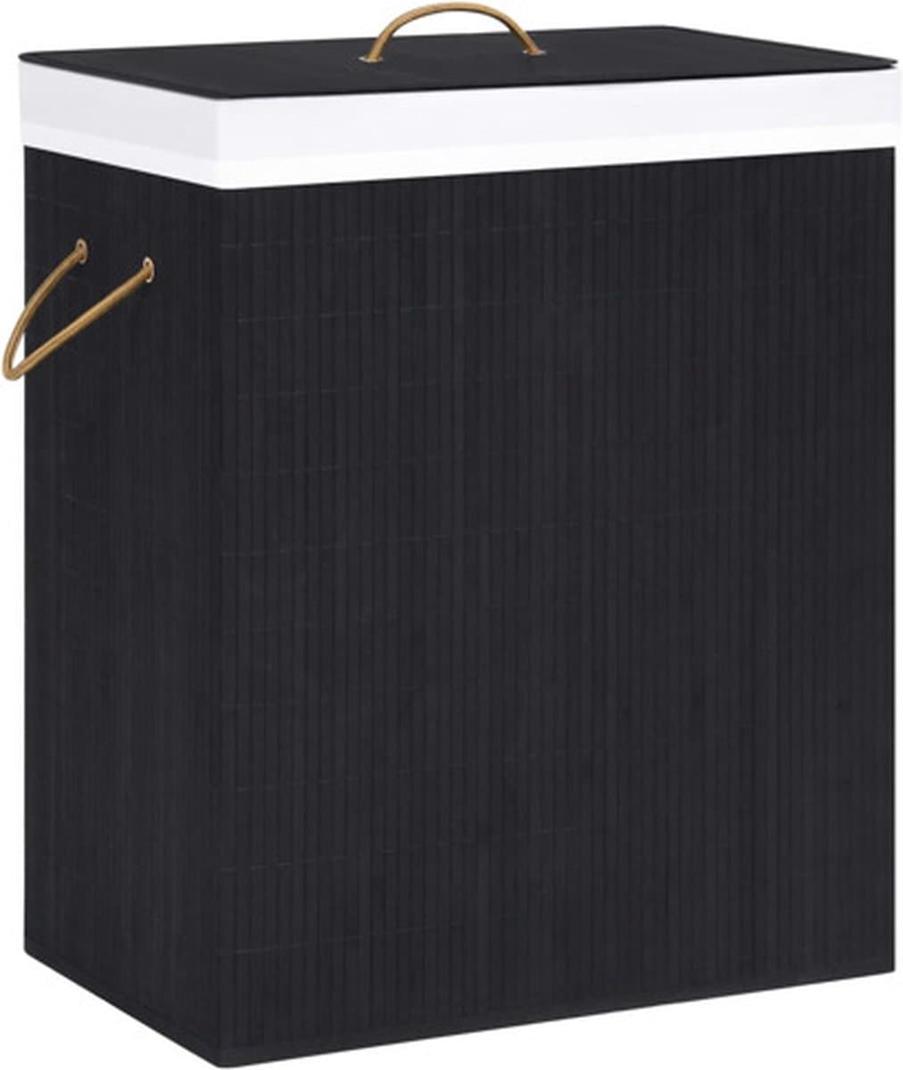 vidaXL - Wasmand - met - 1 - vak - 83 - L - bamboe - zwart — afbeelding 1