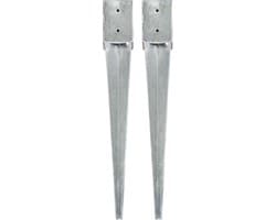vidaXL - Grondpinnen - 2 - st - 10x10x76 - cm - gegalvaniseerd - staal - zilverkleurig
