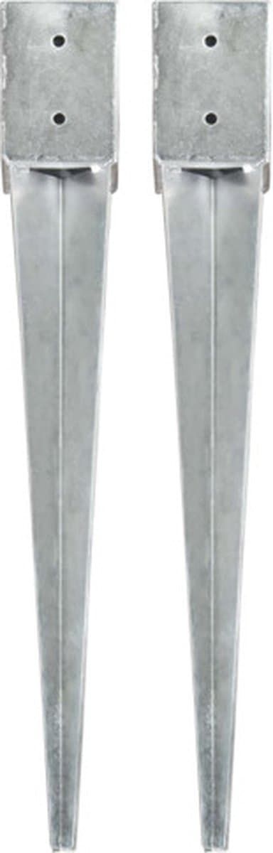 vidaXL - Grondpinnen - 2 - st - 10x10x76 - cm - gegalvaniseerd - staal - zilverkleurig — afbeelding 1