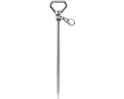 Grondanker Set - Schroefharingen Ankers - Tent Verankeren - Massief Roestvrij Staal - 33 cm Lengte - Zilver