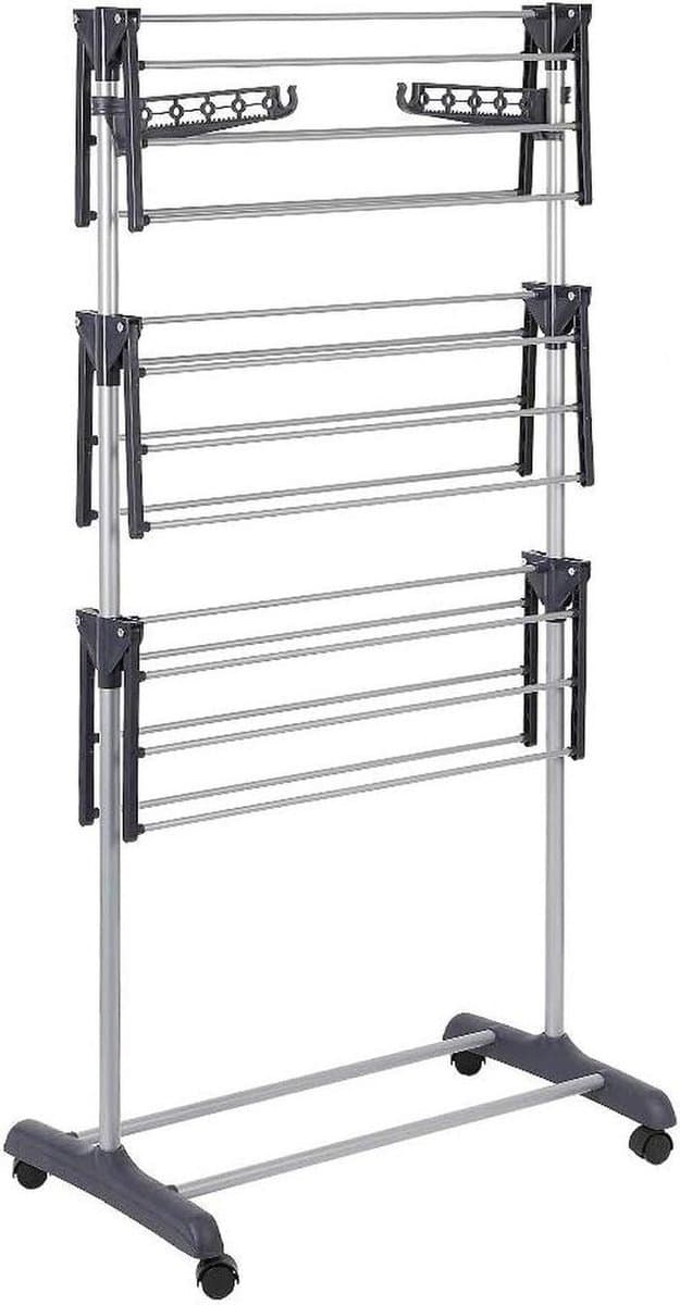 Staand Droogrek - Wasdroger Toren - Kleding Drogen - 3 Niveaus Met Wielen - 72 x 56 x 152 cm — afbeelding 1