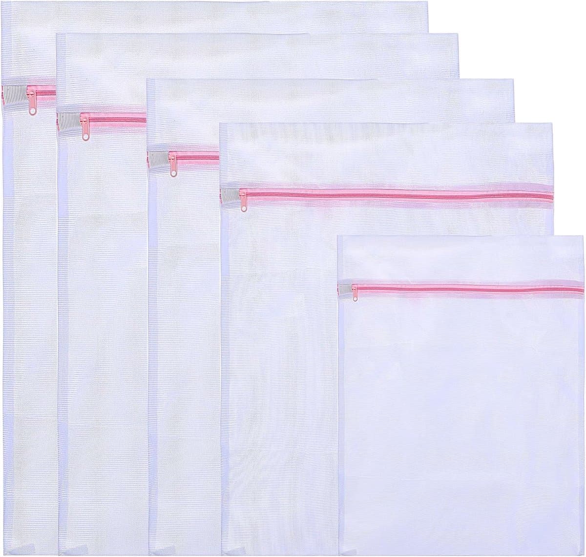 5-delige wasnetset - grof gaas - rechthoekige waszakken met rits - beschermt en voorkomt vervorming - ideaal voor delicate kleding - sweaters - shirts - ondergoed — afbeelding 1