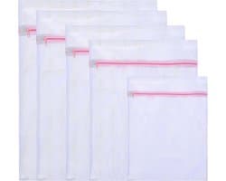 5-delige wasnetset - grof gaas - rechthoekige waszakken met rits - beschermt en voorkomt vervorming - ideaal voor delicate kleding - sweaters - shirts - ondergoed