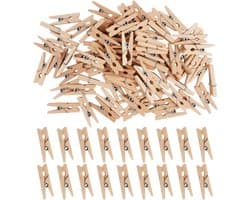 Mini houten wasknijpers - 400 stuks - kleine decoratieve clips voor school - kantoor - huiswerkdecoratie (25mm)