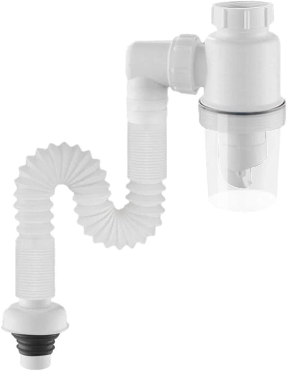 Riool Afvoer Pijp - Flexibele Sifon - Afvoer Reparatie - Universele Pasvorm - 32/45mm - Grijs — afbeelding 1