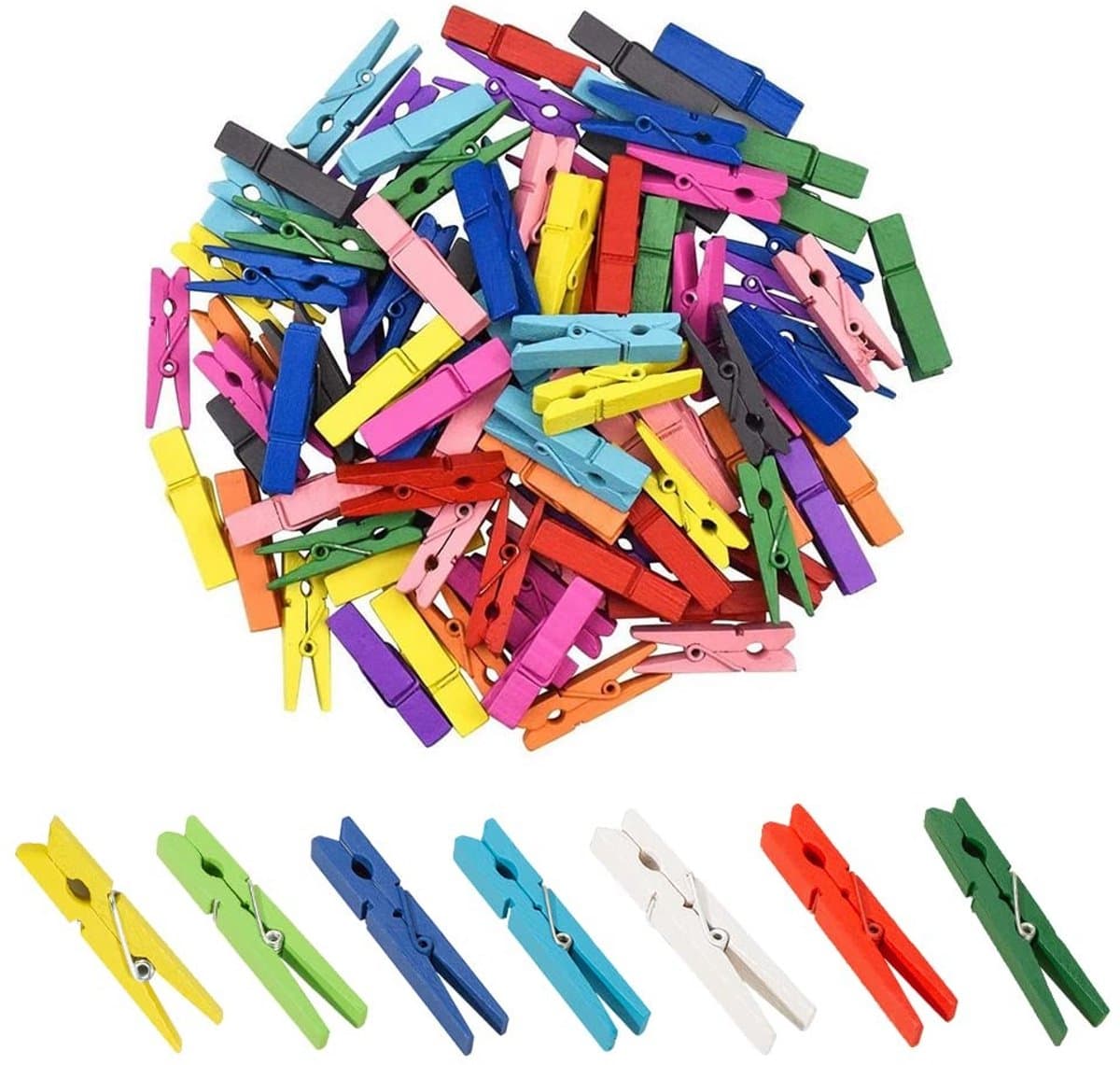 Dailygoods- Wasknijpers 100 stuks - Mini-houten Klemmen - Kleurenmix - Sterk en Duurzaam - Perfect voor Fotoophangingen - Lichtgewicht — afbeelding 1