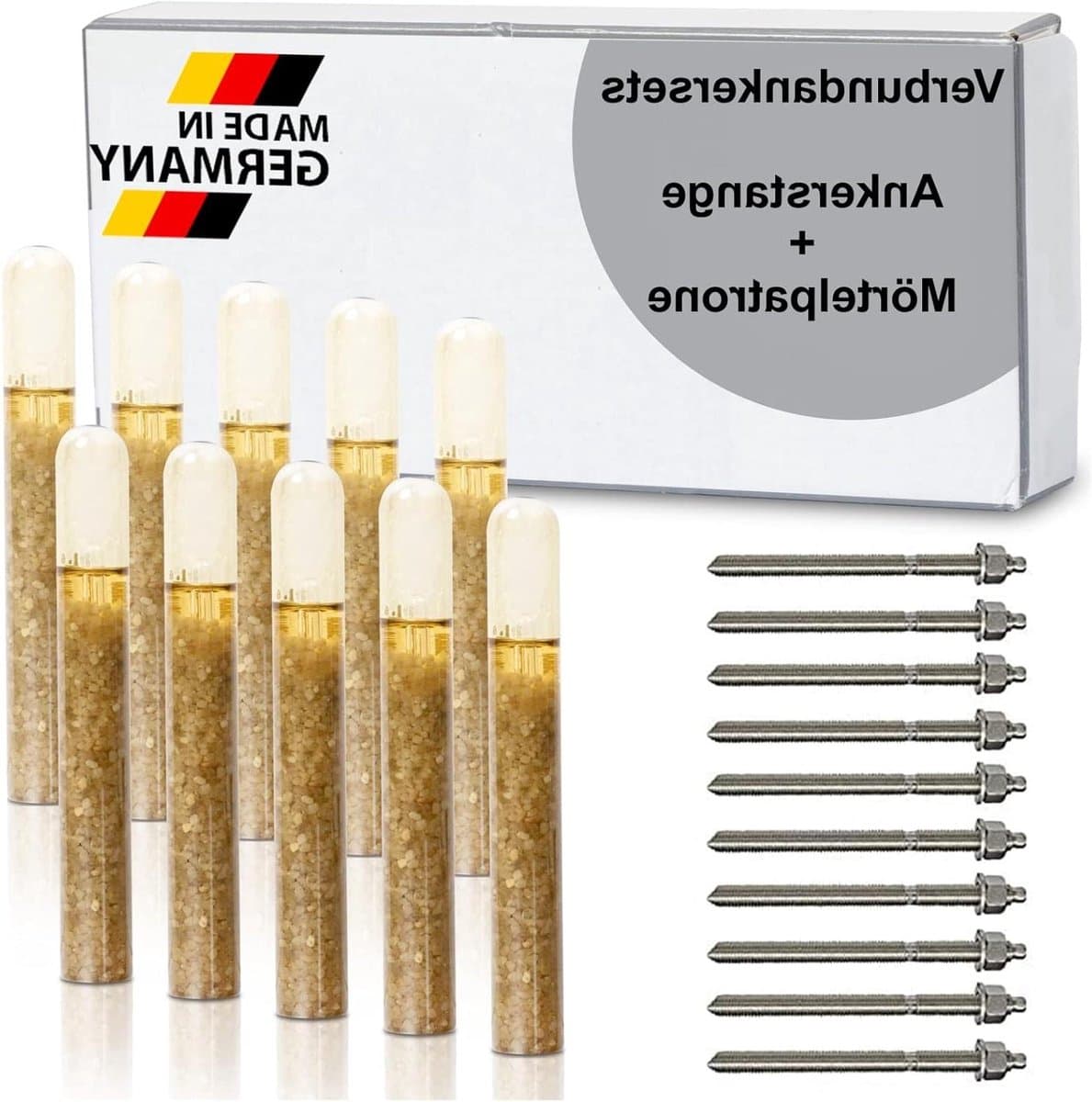Sets Heavy Duty Adhesive Anchor Composite Anchor Anchor Rod Mortar Cartridge Galvanized Steel A4 / Hot Dipped Galvanized M8-M30 (Steel Galvanized Galvanized, 10 x M16 x 350mm) — afbeelding 1