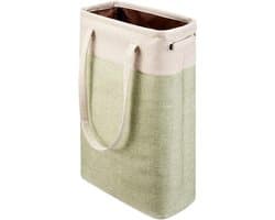 Wasmand met handgrepen - Wasknijperzak Opbergzak - Kleding sorteren - Opvouwbaar en slank ontwerp - 38x20x61 cm - Beige en groen