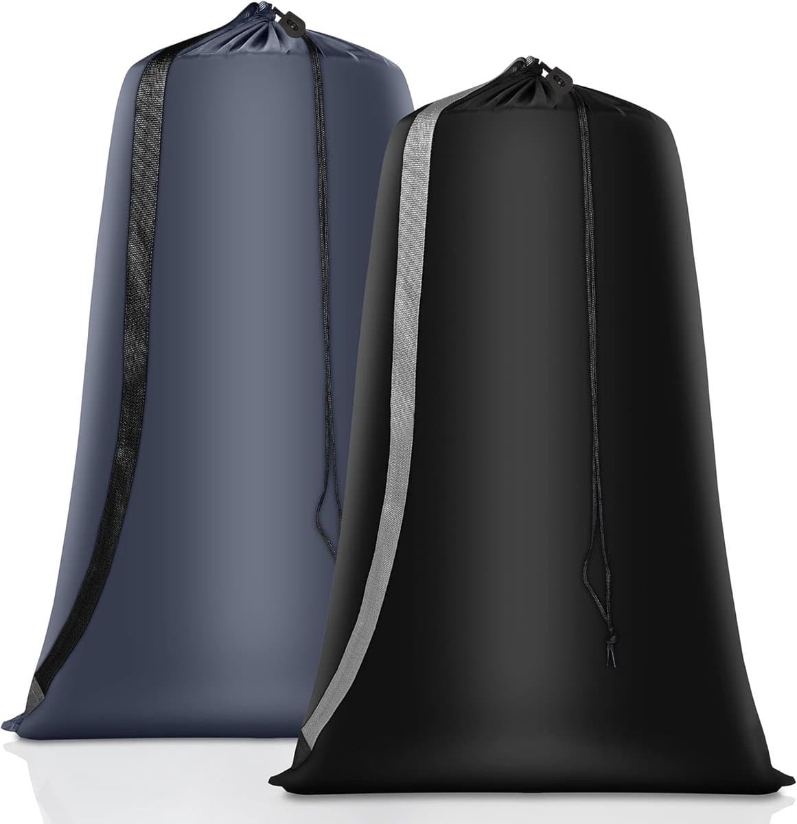 2 Stuks - Grote Waszakken - 100 x 70 cm - Opvouwbare Reiswaszak - Met Trekkoord - Opbergzak voor Vuile Wasgoed - Polyester - Praktische Opbergzak voor Vuile Wasgoed - Geschikt voor Reis, Slaapzalen en Thuis - Zwart, Grijs — afbeelding 1