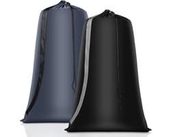 2 Stuks - Grote Waszakken - 100 x 70 cm - Opvouwbare Reiswaszak - Met Trekkoord - Opbergzak voor Vuile Wasgoed - Polyester - Praktische Opbergzak voor Vuile Wasgoed - Geschikt voor Reis, Slaapzalen en Thuis - Zwart, Grijs