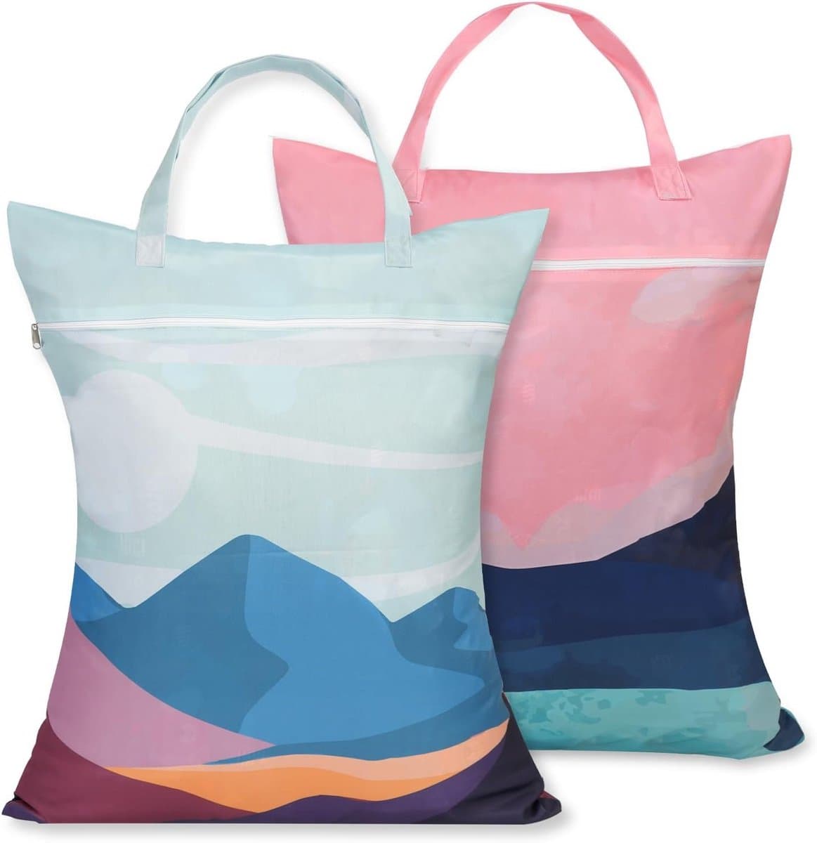 Reiswaszakken Set van 2, Ideaal voor Sport, Vakantie en Camping, Met Rits voor Vuile Was en Zwemkleding (Roze + Zwart) — afbeelding 1
