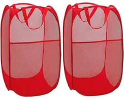 Opvouwbare wasmand set van 2 - Rood, 35 x 35 x 61 cm - Organizer voor vuile was en opberging — afbeelding 1