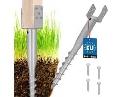 KOTARBAU® Paalhouder - Inschroefbare Paalhouder - Paalvoet 100 x 720 mm Gegalvaniseerde Paalhouder - Paalsteun - Schroeffundering - Inschroefbare Paalhuls voor Schuttingpalen en Houten Balken - Zilver