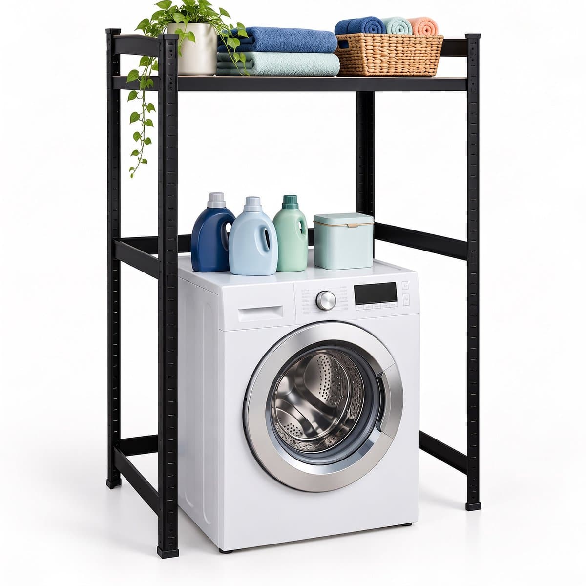 Wasmachine rek - 120x90x60 cm - 200 kg - zwart-bruin — afbeelding 1