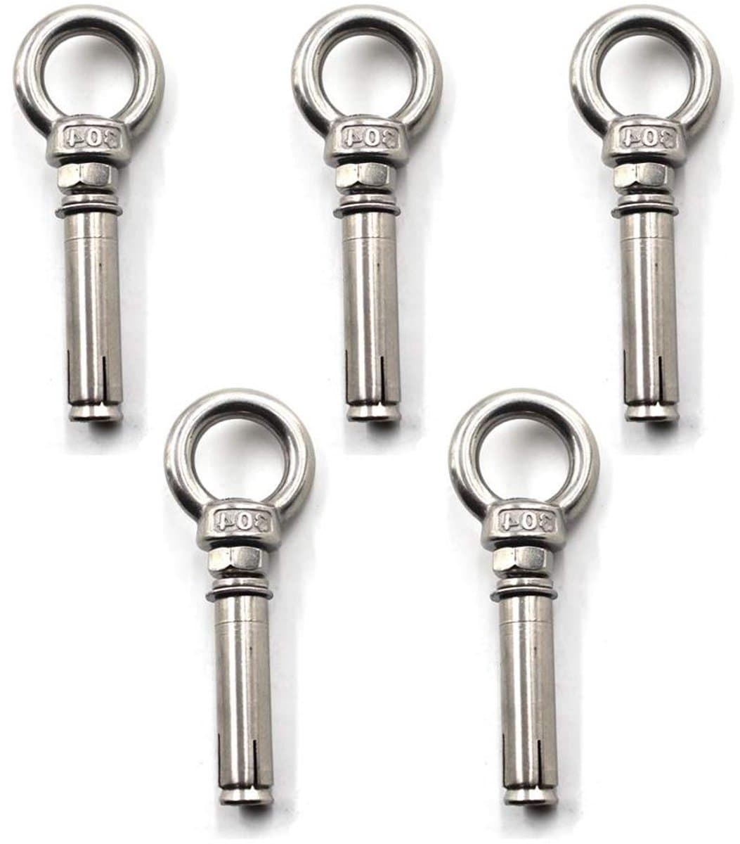 Allecto Plus - RVS Ring Lifting Uitbreidingsschild Anker Eye Bolt Uitbreidingsschroef Set van 5 stuks - Duurzaam en Veilig ontwerp. — afbeelding 1