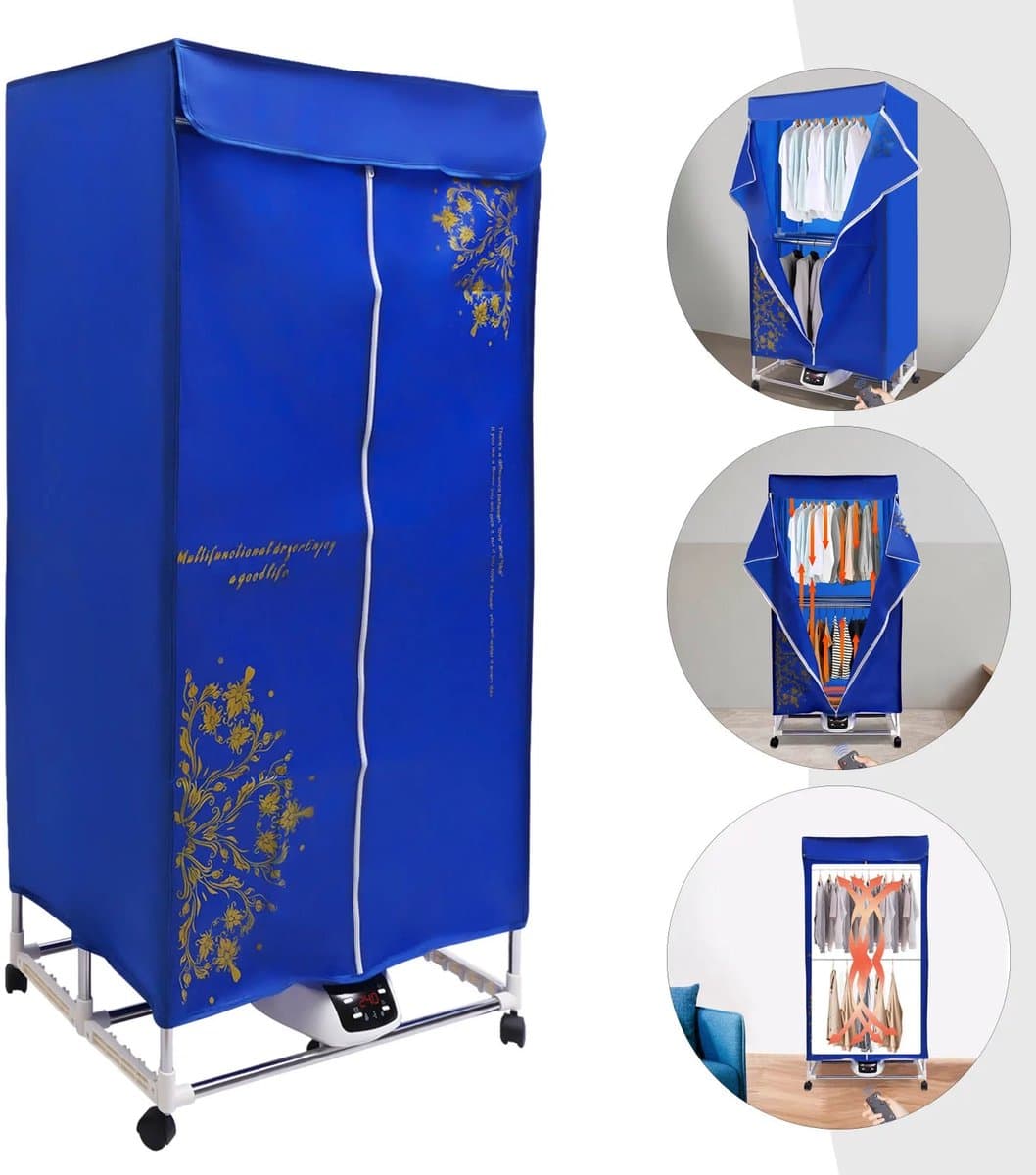 Draagbare Elektrische Droger - Droger - Reisdroger - Draagbare droger voor appartementen - Elektrische kleding drogen - 220V - Blauw — afbeelding 1