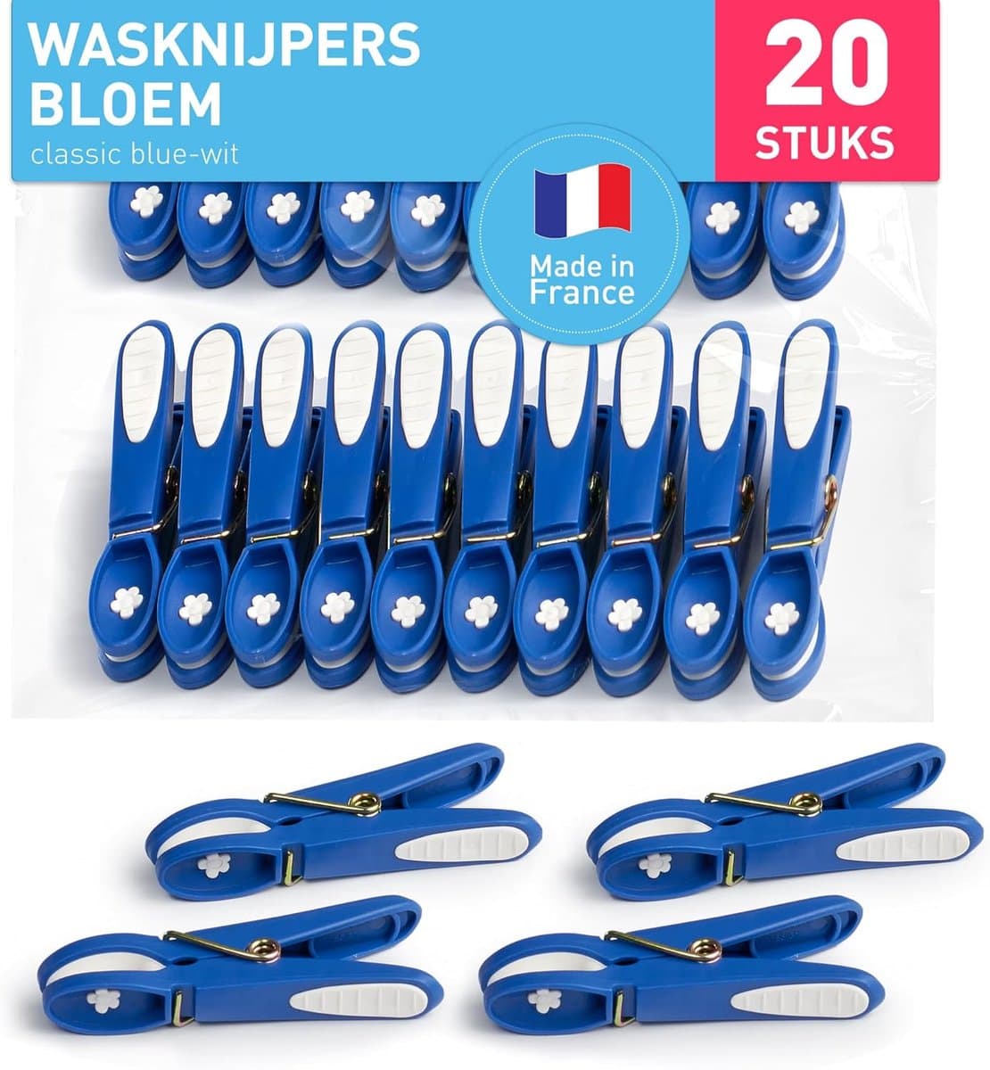 Kleurige wasknijpers zonder afdruk - set van 20 - robuuste clips met zachte grip — afbeelding 1