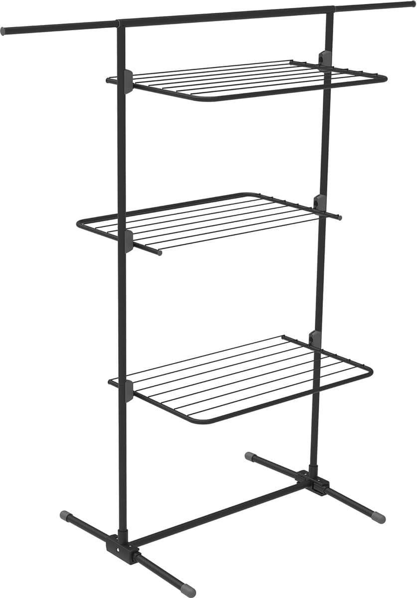 Triple+ Black Droogrek - Uitklapbare Planken - 70 x 58 x 137 cm - 16m Droogoppervlak - Design Kwaliteit - Sterkste Droogrek Zweden — afbeelding 1