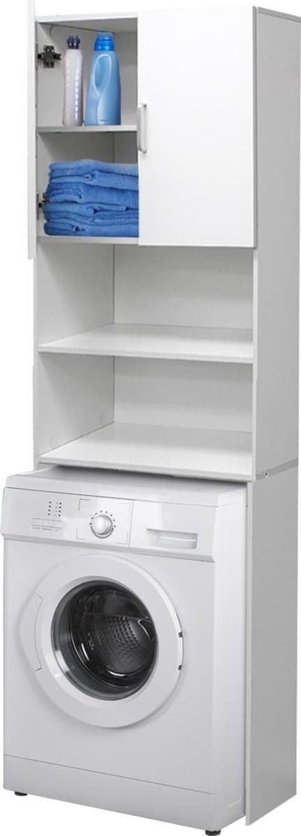 Wasmachinekast met twee deuren 190x63 cm Wit — afbeelding 1