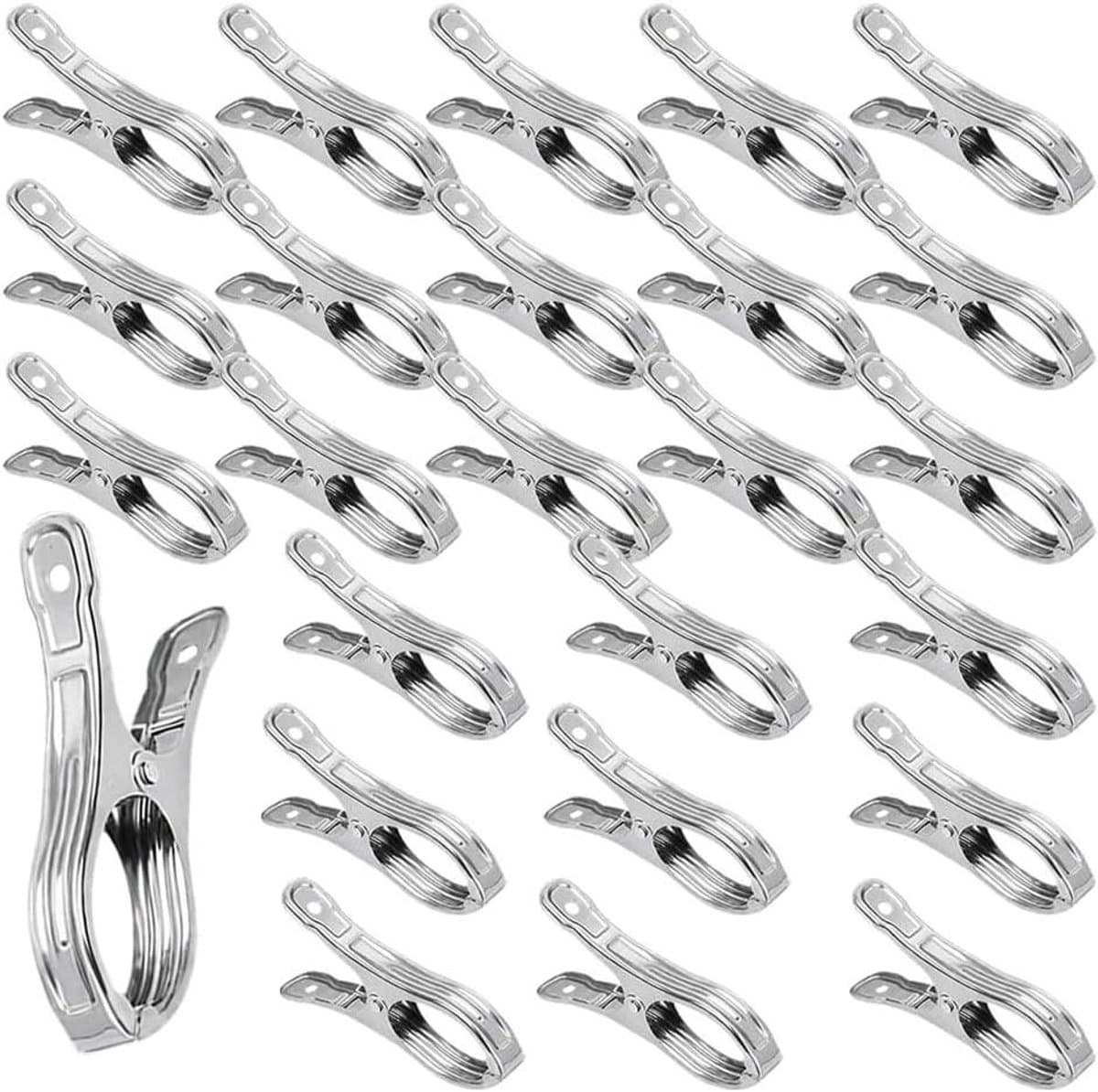 Wasknijpers Roestvrij Staal - Handdoekclips Kledingclips - Kleding Drogen - Sterke Klemkracht - 8.9 x 5 cm - Zilver — afbeelding 1