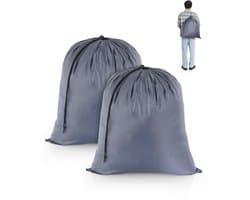 Dailygoods - OTraki Waszakken voor op reis, 2 stuks, waszakken voor de vuile was, opvouwbare opbergzak, scheurbestendig, voor speelgoed, camping, vakantie, studentenhuis, 50 cm x 60 cm, grijs