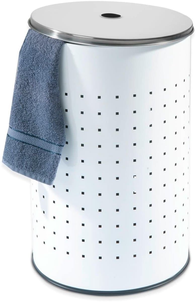 Dailygoods- Wasmand met deksel - Roestvrij staal - 54 Liter - Ø 35,5 cm - Modern design - Luchtgaten - Hoogwaardige afwerking - Wascontainer — afbeelding 1