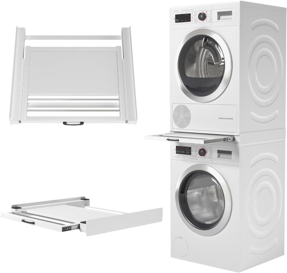 Wasdroger Spacer - Wasstapelaar Droger - Ruimte Besparen - Met Uitschuifbaar Rek - Universeel 60cm - Wit — afbeelding 1