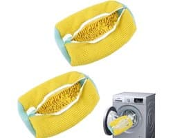 Dailygoods - NatureMan Wasschoenentas - Set van 2 schoenwasmachinetassen waszak voor wasmachine en droger, herbruikbaar voor de meeste schoenentassen en maten (geel)