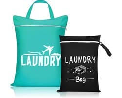 Waterdichte Reusable Waszak voor Reizen - 2 Stuks met Handvat, Geschikt voor Vuile Kleding, Badkleding en Sporttassen